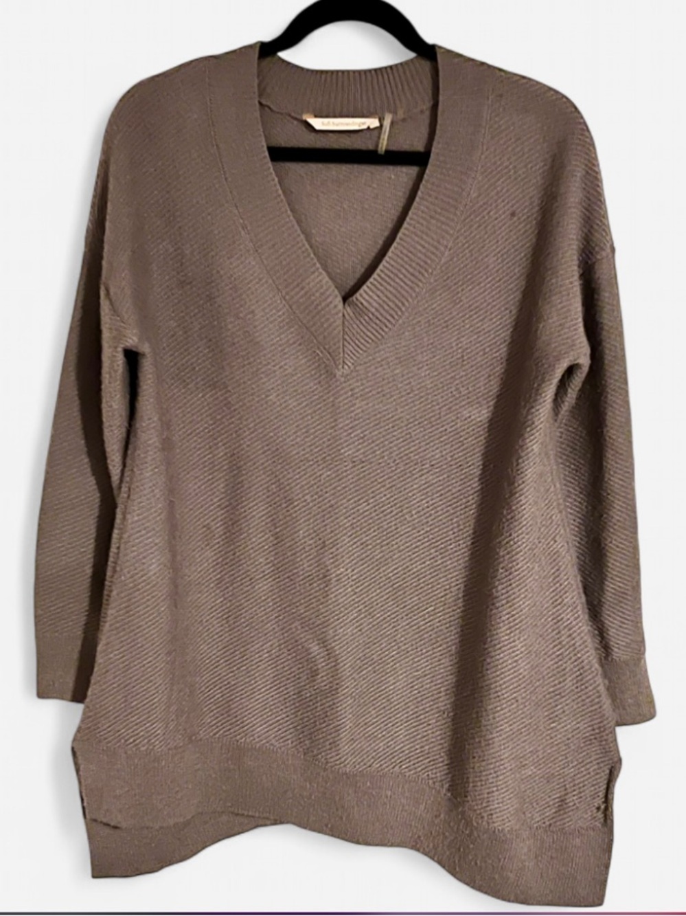 Soft Surroundings Grey Knit V-Neck Pullover Sweater, Size S, Acrylic-Wool-Alpaca